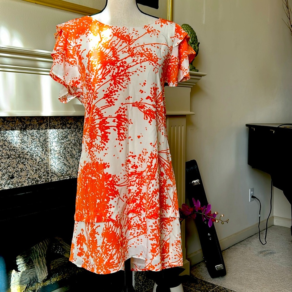 Rachel Zoe tangerine floral dress size 10